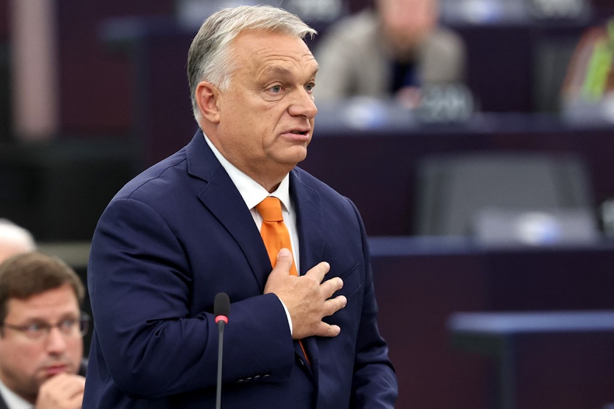 Orbán Viktor beszédet mond a strasbourgi EP-ülésteremben