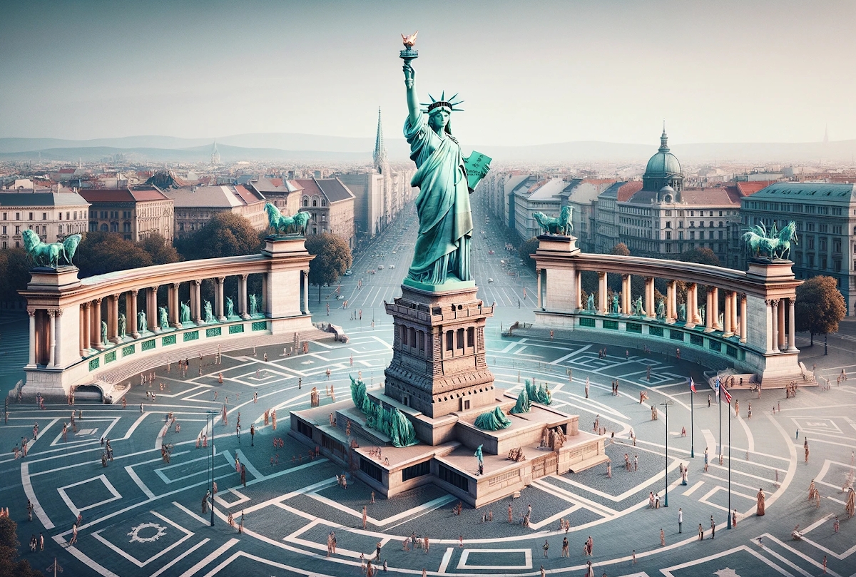 A New York-i Szabadság-szobor áthelyezve a budapesti Hősök terére