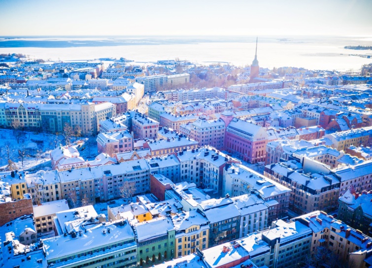 Helsinkit télen gyakran hótakaró borítja.