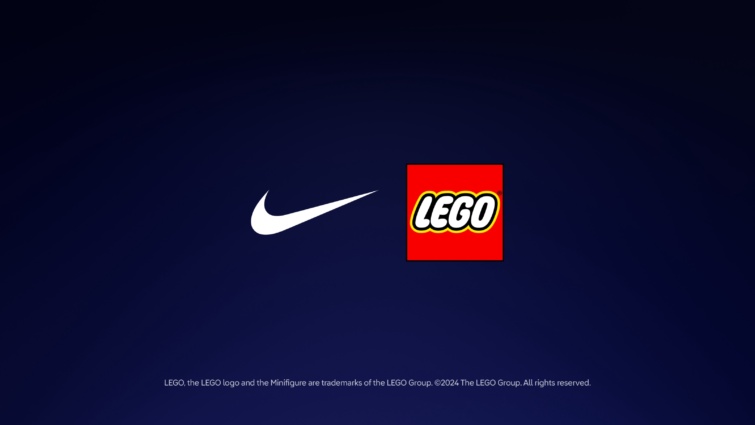 Lego és nike logo kek hatter elott