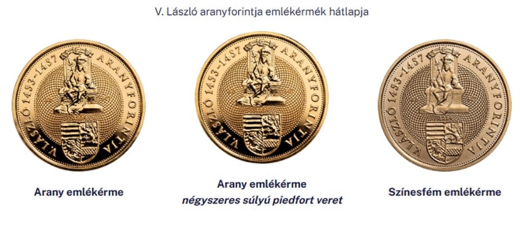 V. László aranyforintja emlékérmék hátlapja